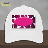 Pink White Oval Giraffe Oil Rubbed Novelty License Plate Hat Unconstructed Cotton / White