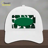 Green White Oval Giraffe Oil Rubbed Novelty License Plate Hat Unconstructed Cotton / White