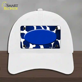 Blue White Oval Giraffe Oil Rubbed Novelty License Plate Hat Unconstructed Cotton / White