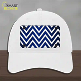 Blue White Chevron Oil Rubbed Novelty License Plate Hat Unconstructed Cotton / White