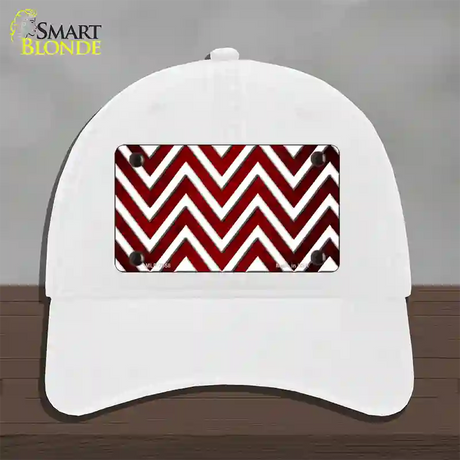 Red White Chevron Oil Rubbed Novelty License Plate Hat Unconstructed Cotton / White