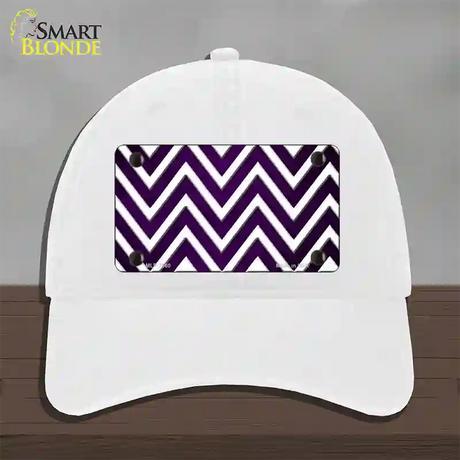 Purple White Chevron Oil Rubbed Novelty License Plate Hat Unconstructed Cotton / White