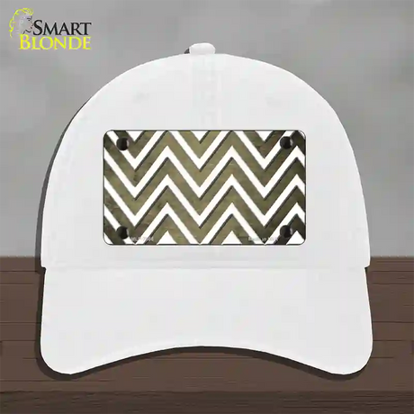 Gold White Chevron Oil Rubbed Novelty License Plate Hat Unconstructed Cotton / White