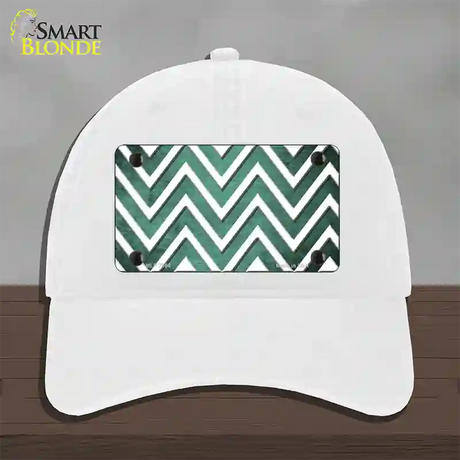 Mint White Chevron Oil Rubbed Novelty License Plate Hat Unconstructed Cotton / White