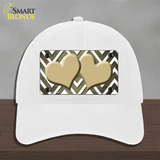 Gold White Hearts Chevron Oil Rubbed Novelty License Plate Hat Unconstructed Cotton / White