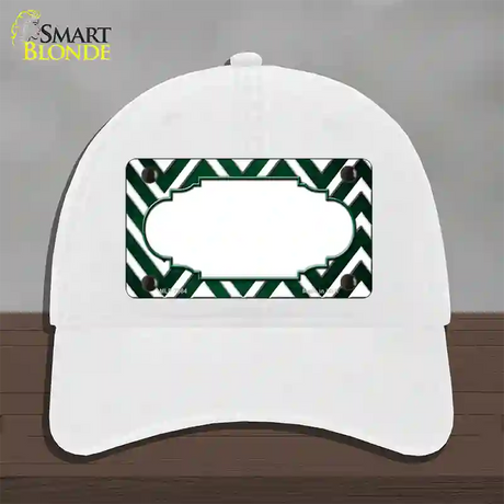 Green White Chevron Scallop Oil Rubbed Novelty License Plate Hat Unconstructed Cotton / White