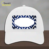 Blue White Chevron Scallop Oil Rubbed Novelty License Plate Hat Unconstructed Cotton / White