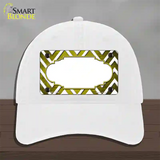 Yellow White Chevron Scallop Oil Rubbed Novelty License Plate Hat Unconstructed Cotton / White