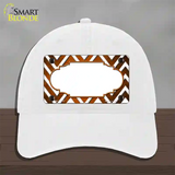 Orange White Chevron Scallop Oil Rubbed Novelty License Plate Hat Unconstructed Cotton / White