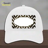 Brown White Chevron Scallop Oil Rubbed Novelty License Plate Hat Unconstructed Cotton / White