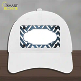 Light Blue White Chevron Scallop Oil Rubbed Novelty License Plate Hat Unconstructed Cotton / White