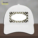 Gold White Chevron Scallop Oil Rubbed Novelty License Plate Hat Unconstructed Cotton / White