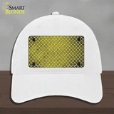 Yellow White Quatrefoil Oil Rubbed Novelty License Plate Hat Unconstructed Cotton / White