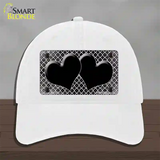 Black White Quatrefoil Hearts Oil Rubbed Novelty License Plate Hat Unconstructed Cotton / White