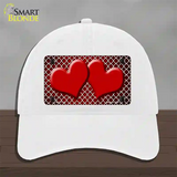 Red White Quatrefoil Hearts Oil Rubbed Novelty License Plate Hat Unconstructed Cotton / White