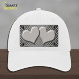 Gray White Quatrefoil Hearts Oil Rubbed Novelty License Plate Hat Unconstructed Cotton / White