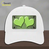 Lime Green White Quatrefoil Hearts Oil Rubbed Novelty License Plate Hat Unconstructed Cotton / White