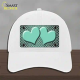 Mint White Quatrefoil Hearts Oil Rubbed Novelty License Plate Hat Unconstructed Cotton / White