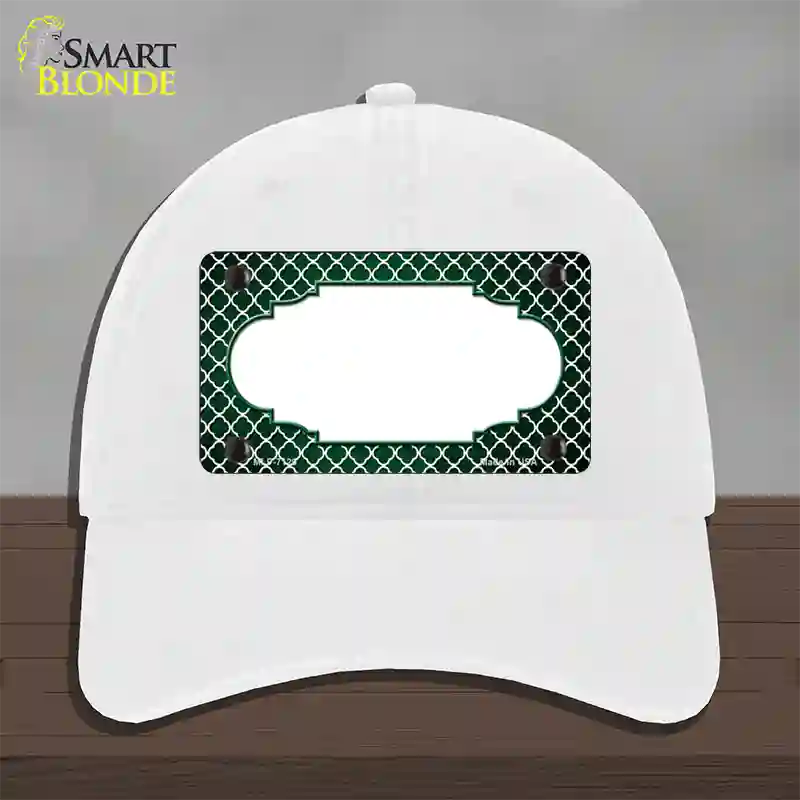 Green White Quatrefoil Scallop Oil Rubbed Novelty License Plate Hat Unconstructed Cotton / White