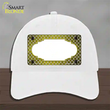 Yellow White Quatrefoil Scallop Oil Rubbed Novelty License Plate Hat Unconstructed Cotton / White