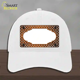 Orange White Quatrefoil Scallop Oil Rubbed Novelty License Plate Hat Unconstructed Cotton / White