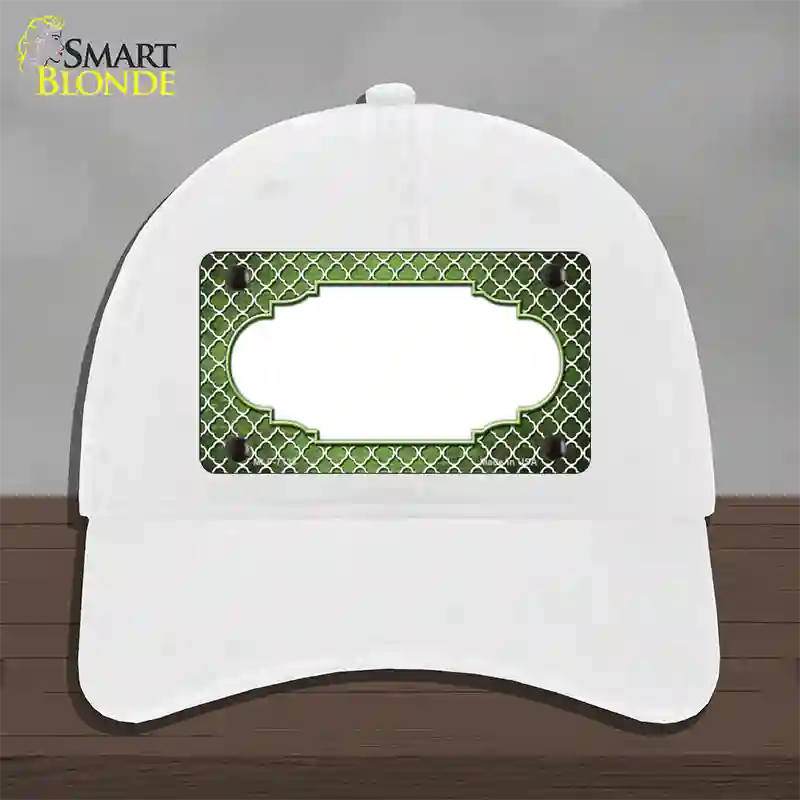 Lime Green White Quatrefoil Scallop Oil Rubbed Novelty License Plate Hat Unconstructed Cotton / White