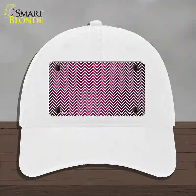 Pink White Small Chevron Oil Rubbed Novelty License Plate Hat Unconstructed Cotton / White