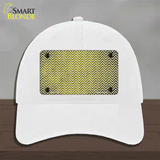 Yellow White Small Chevron Oil Rubbed Novelty License Plate Hat Unconstructed Cotton / White