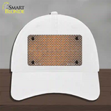 Orange White Small Chevron Oil Rubbed Novelty License Plate Hat Unconstructed Cotton / White