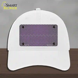 Purple White Small Chevron Oil Rubbed Novelty License Plate Hat Unconstructed Cotton / White