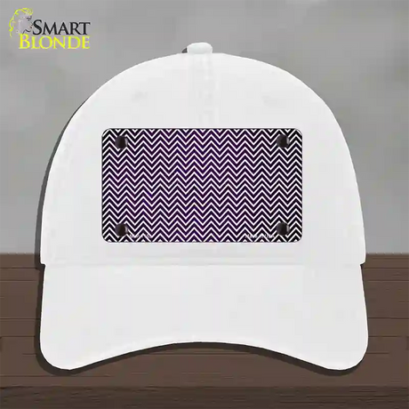 Purple White Small Chevron Oil Rubbed Novelty License Plate Hat Unconstructed Cotton / White