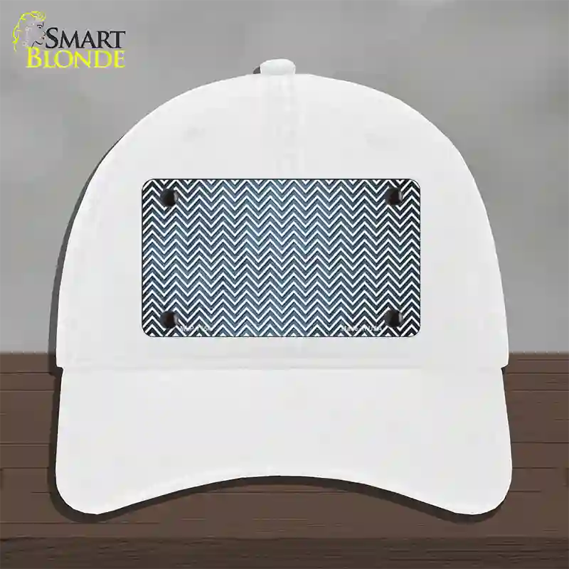 Light Blue White Small Chevron Oil Rubbed Novelty License Plate Hat Unconstructed Cotton / White