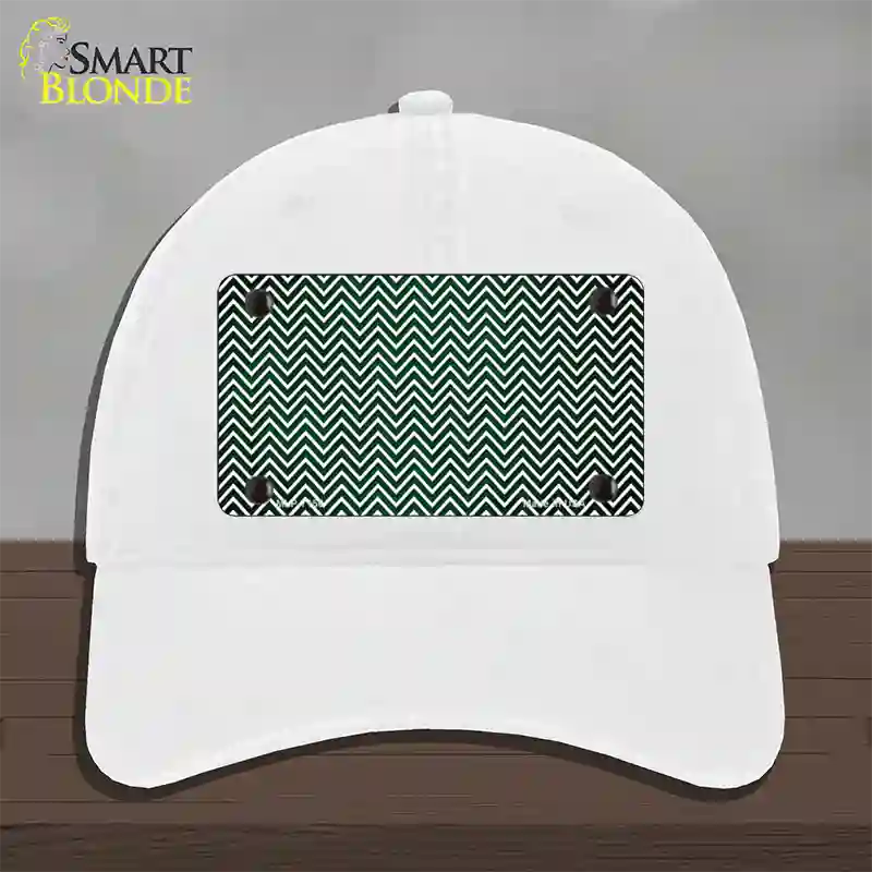 Green White Small Chevron Oil Rubbed Novelty License Plate Hat Unconstructed Cotton / White