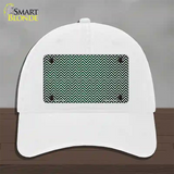 Green White Small Chevron Oil Rubbed Novelty License Plate Hat Unconstructed Cotton / White