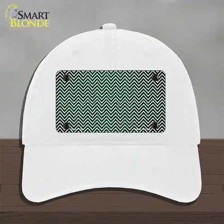 Green White Small Chevron Oil Rubbed Novelty License Plate Hat Unconstructed Cotton / White