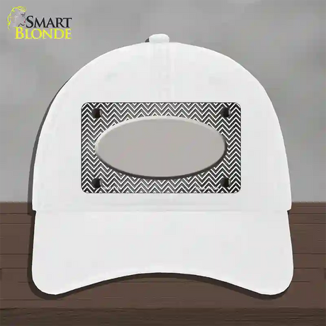 Gray White Small Chevron Oval Oil Rubbed Novelty License Plate Hat Unconstructed Cotton / White