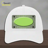 Lime Green White Small Chevron Oval Oil Rubbed Novelty License Plate Hat Unconstructed Cotton / White