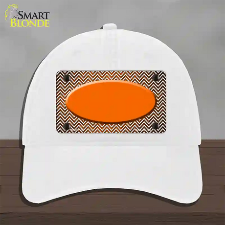 Orange White Small Chevron Oval Oil Rubbed Novelty License Plate Hat Unconstructed Cotton / White