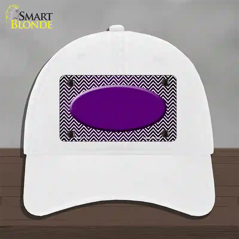 Purple White Small Chevron Oval Oil Rubbed Novelty License Plate Hat Unconstructed Cotton / White