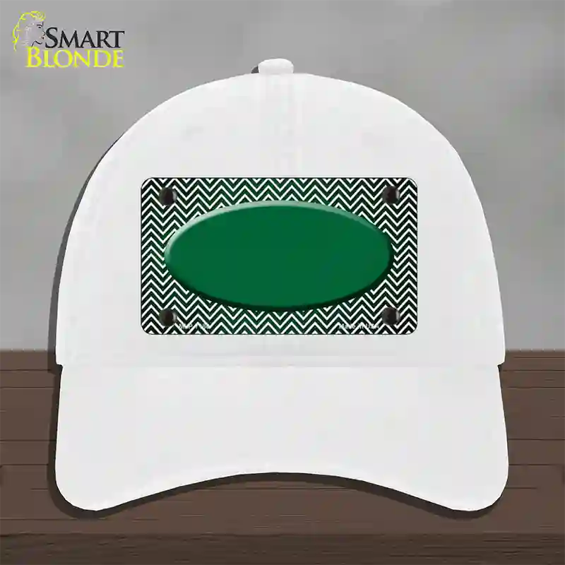 Green White Small Chevron Oval Oil Rubbed Novelty License Plate Hat Unconstructed Cotton / White