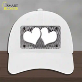 Black White Small Chevron Hearts Oil Rubbed Novelty License Plate Hat Unconstructed Cotton / White