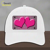 Pink White Small Chevron Hearts Oil Rubbed Novelty License Plate Hat Unconstructed Cotton / White