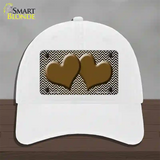 Brown White Small Chevron Hearts Oil Rubbed Novelty License Plate Hat Unconstructed Cotton / White