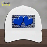 Blue White Small Chevron Hearts Oil Rubbed Novelty License Plate Hat Unconstructed Cotton / White