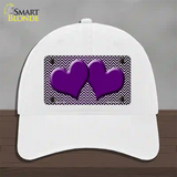 Purple White Small Chevron Hearts Oil Rubbed Novelty License Plate Hat Unconstructed Cotton / White