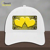 Yellow White Anchor Hearts Oil Rubbed Novelty License Plate Hat Unconstructed Cotton / White