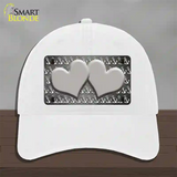 Gray White Anchor Hearts Oil Rubbed Novelty License Plate Hat Unconstructed Cotton / White