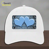 Light Blue White Anchor Hearts Oil Rubbed Novelty License Plate Hat Unconstructed Cotton / White