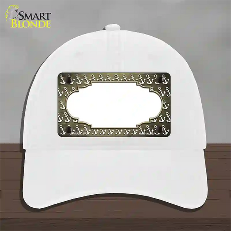 Gold White Anchor Scallop Oil Rubbed Novelty License Plate Hat Unconstructed Cotton / White