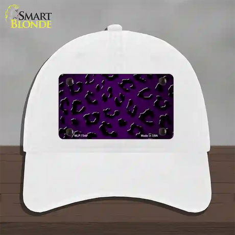 Purple Black Cheetah Oil Rubbed Novelty License Plate Hat Unconstructed Cotton / White